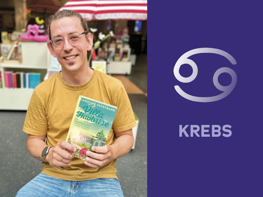 Stjernetegnet Krebs og Per med bog